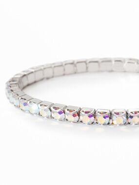 Touchstone Crystal Aurore Boreale Silver-Tone Stretch Bracelet - BNIB